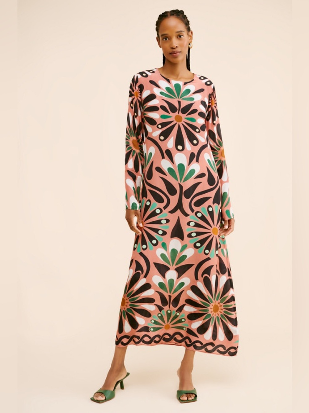 Farm Rio Ainika Flowers Long Sleeve Maxi Dress - Picture 1 of 4